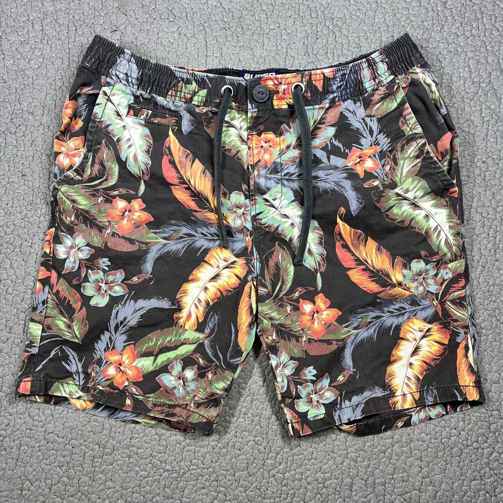 Superdry Sun Scorched Tropical Floral Shorts Mens Medium Black M7110017A